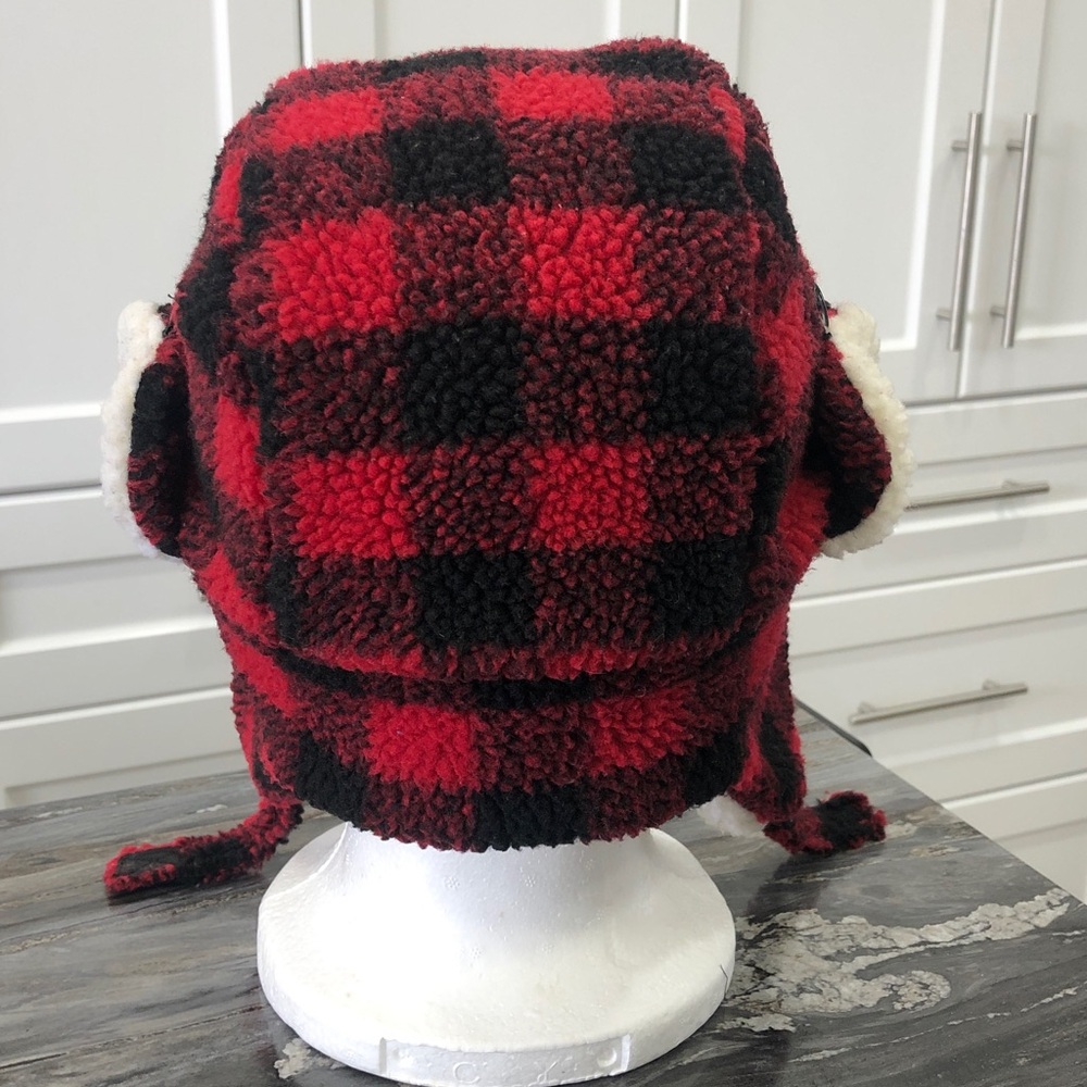 Kids Red Plaid Sherpa-Lined Trapper Hat - Picture 10 of 15